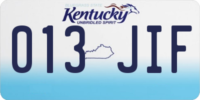 KY license plate 013JIF