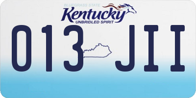 KY license plate 013JII