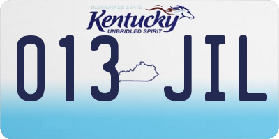 KY license plate 013JIL