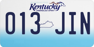 KY license plate 013JIN