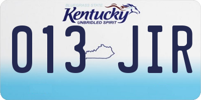 KY license plate 013JIR