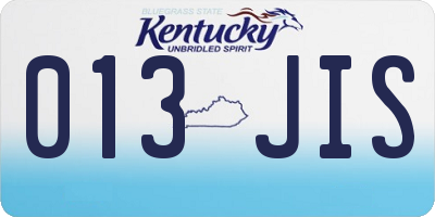 KY license plate 013JIS
