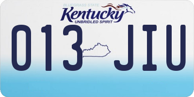 KY license plate 013JIU