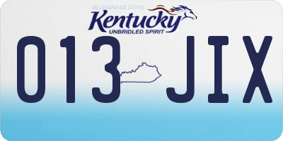KY license plate 013JIX