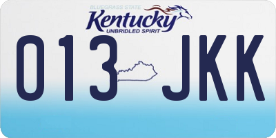 KY license plate 013JKK