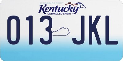 KY license plate 013JKL