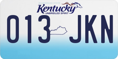 KY license plate 013JKN