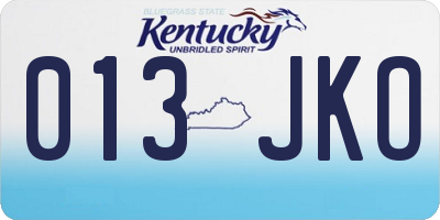 KY license plate 013JKO