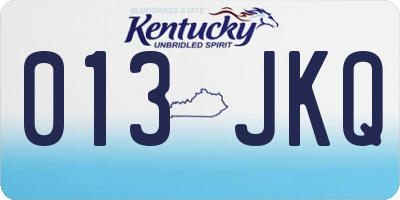 KY license plate 013JKQ