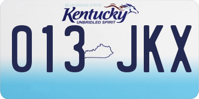 KY license plate 013JKX
