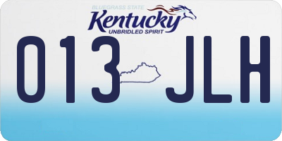 KY license plate 013JLH