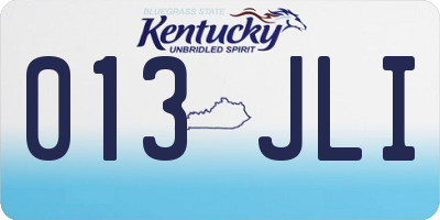 KY license plate 013JLI