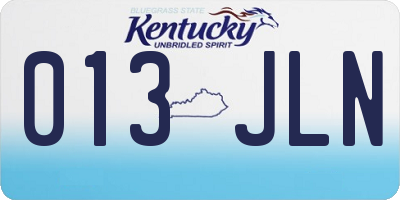 KY license plate 013JLN