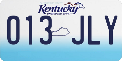 KY license plate 013JLY