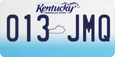 KY license plate 013JMQ