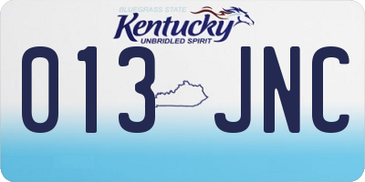 KY license plate 013JNC