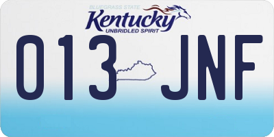 KY license plate 013JNF