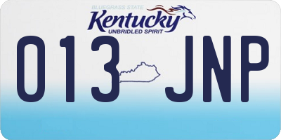 KY license plate 013JNP