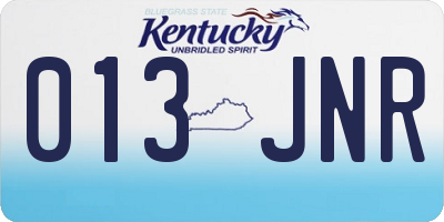 KY license plate 013JNR