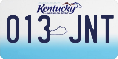 KY license plate 013JNT