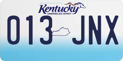 KY license plate 013JNX