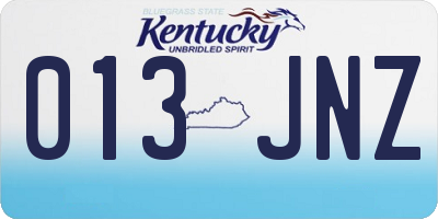 KY license plate 013JNZ