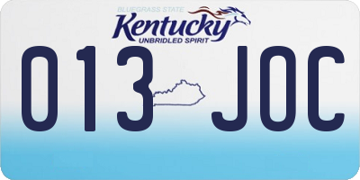 KY license plate 013JOC