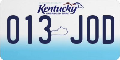 KY license plate 013JOD