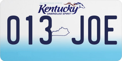 KY license plate 013JOE