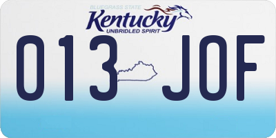 KY license plate 013JOF