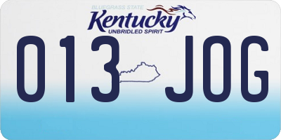 KY license plate 013JOG