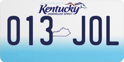 KY license plate 013JOL