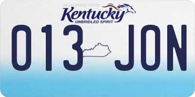 KY license plate 013JON