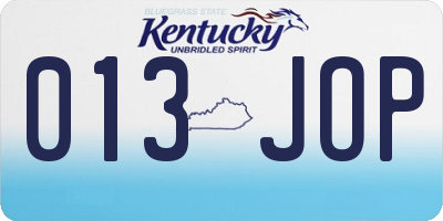 KY license plate 013JOP