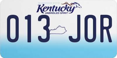 KY license plate 013JOR