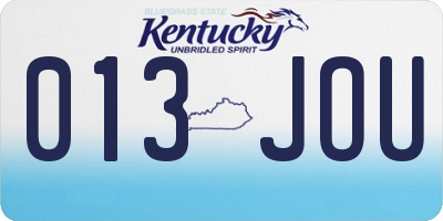 KY license plate 013JOU