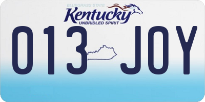 KY license plate 013JOY