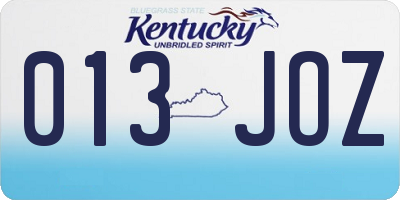KY license plate 013JOZ