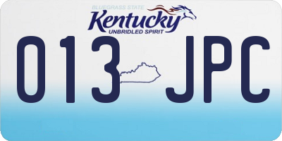 KY license plate 013JPC