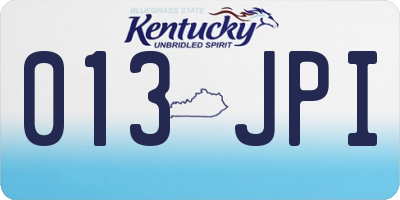 KY license plate 013JPI