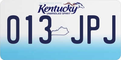 KY license plate 013JPJ