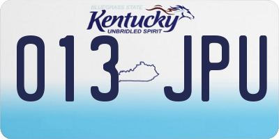 KY license plate 013JPU