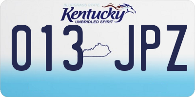 KY license plate 013JPZ