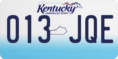 KY license plate 013JQE