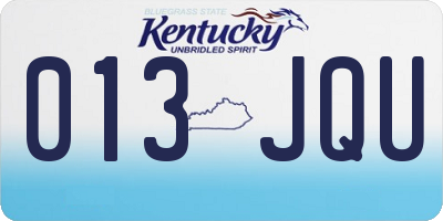 KY license plate 013JQU