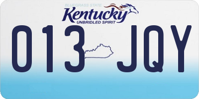 KY license plate 013JQY