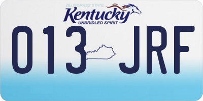 KY license plate 013JRF