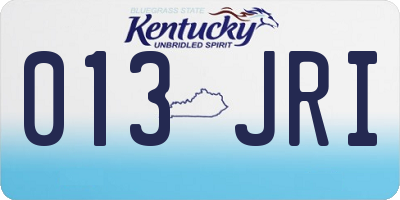 KY license plate 013JRI