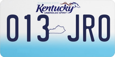 KY license plate 013JRO