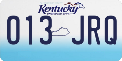KY license plate 013JRQ